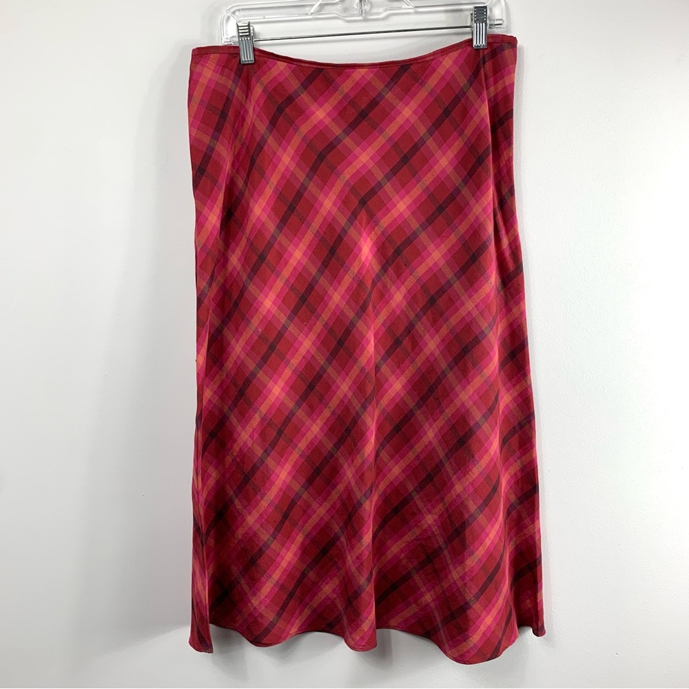 Plaid A-Line Skirt in Red and Pink